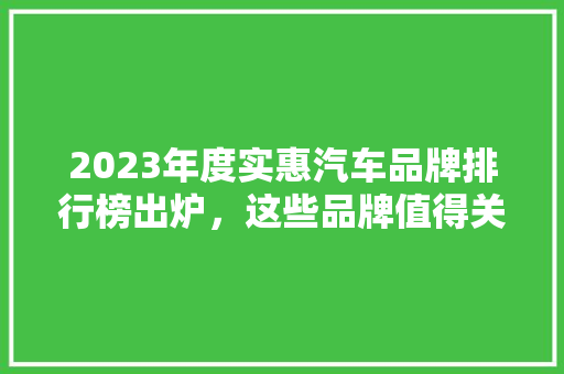 2023年度实惠汽车品牌排行榜出炉，这些品牌值得关注！