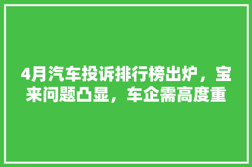 4月汽车投诉排行榜出炉，宝来问题凸显，车企需高度重视