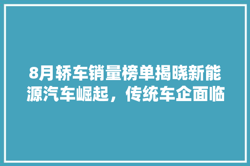 8月轿车销量榜单揭晓新能源汽车崛起，传统车企面临挑战