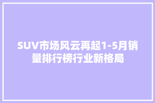 SUV市场风云再起1-5月销量排行榜行业新格局