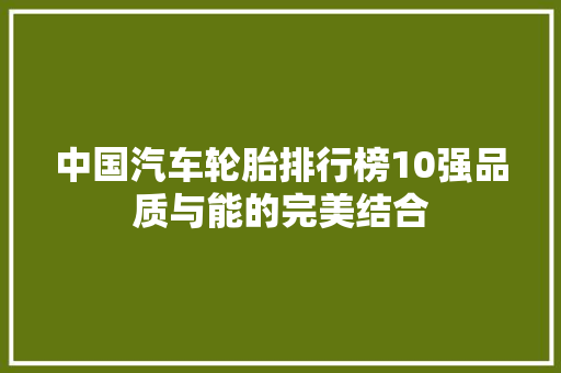 中国汽车轮胎排行榜10强品质与能的完美结合