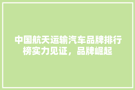 中国航天运输汽车品牌排行榜实力见证，品牌崛起