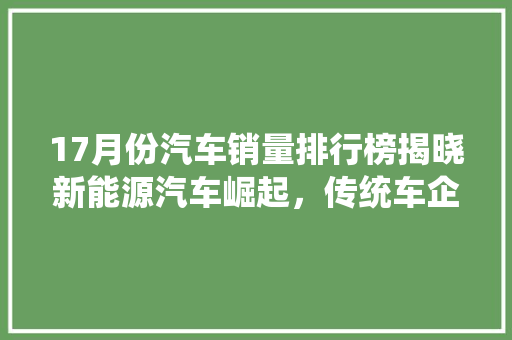 17月份汽车销量排行榜揭晓新能源汽车崛起，传统车企面临挑战