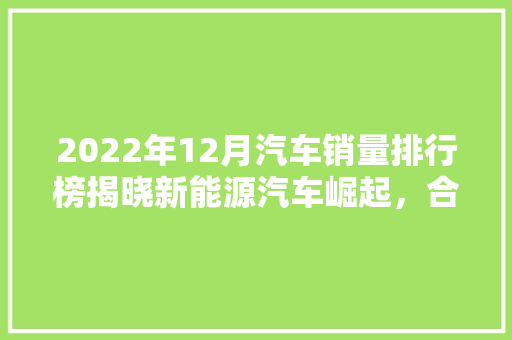 2022年12月汽车销量排行榜揭晓新能源汽车崛起，合资品牌压力倍增