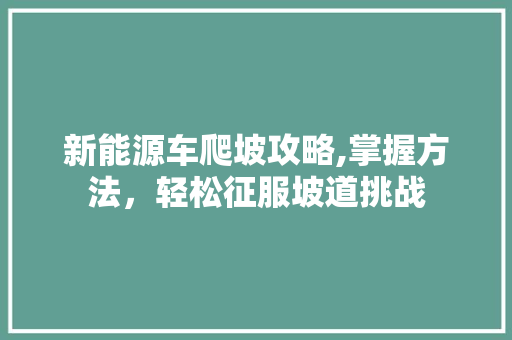 新能源车爬坡攻略,掌握方法，轻松征服坡道挑战