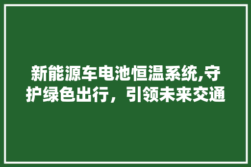 新能源车电池恒温系统,守护绿色出行，引领未来交通