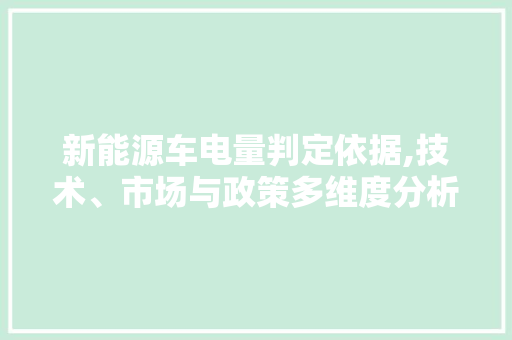 新能源车电量判定依据,技术、市场与政策多维度分析