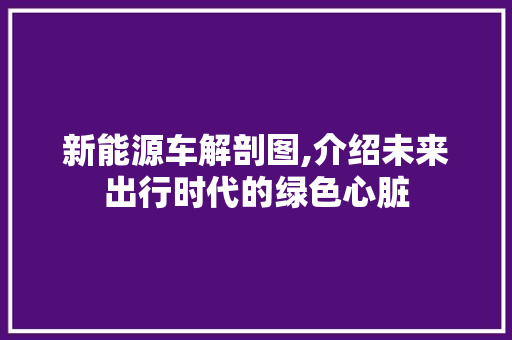 新能源车解剖图,介绍未来出行时代的绿色心脏