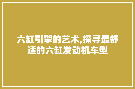 六缸引擎的艺术,探寻最舒适的六缸发动机车型