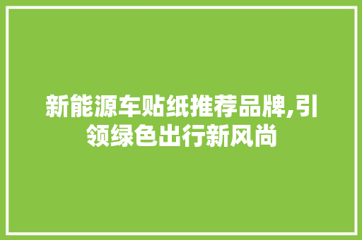 新能源车贴纸推荐品牌,引领绿色出行新风尚