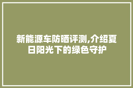 新能源车防晒评测,介绍夏日阳光下的绿色守护