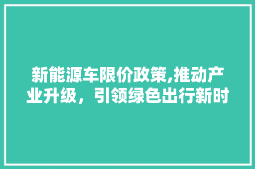 新能源车限价政策,推动产业升级，引领绿色出行新时代