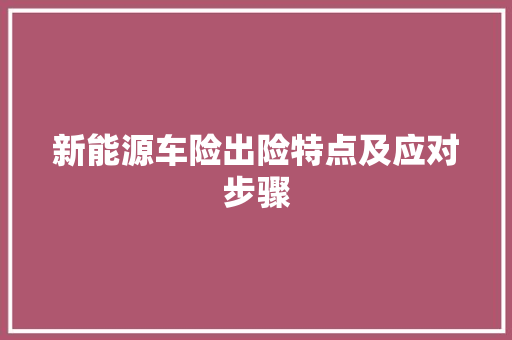新能源车险出险特点及应对步骤