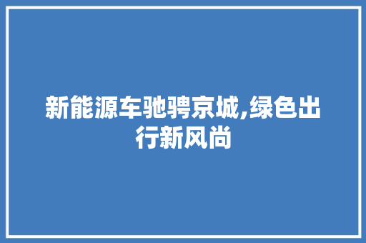 新能源车驰骋京城,绿色出行新风尚