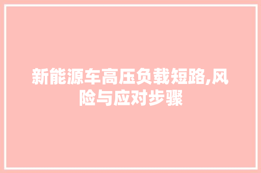 新能源车高压负载短路,风险与应对步骤