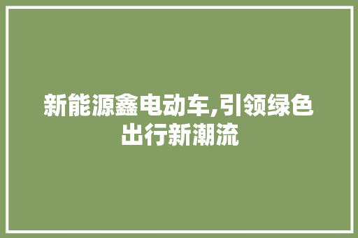 新能源鑫电动车,引领绿色出行新潮流