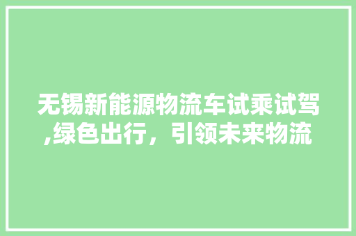 无锡新能源物流车试乘试驾,绿色出行，引领未来物流新潮流