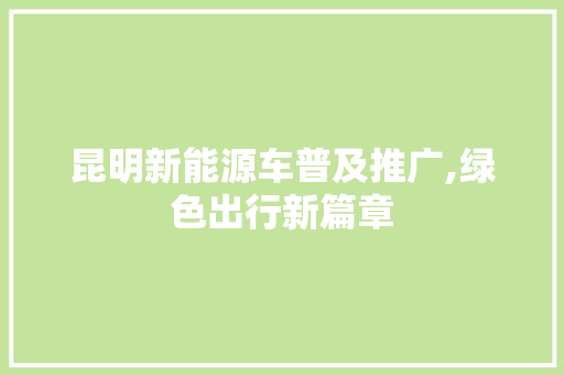 昆明新能源车普及推广,绿色出行新篇章