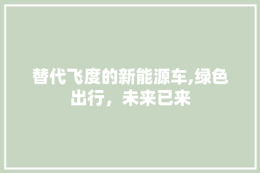 替代飞度的新能源车,绿色出行，未来已来