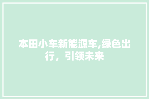 本田小车新能源车,绿色出行，引领未来