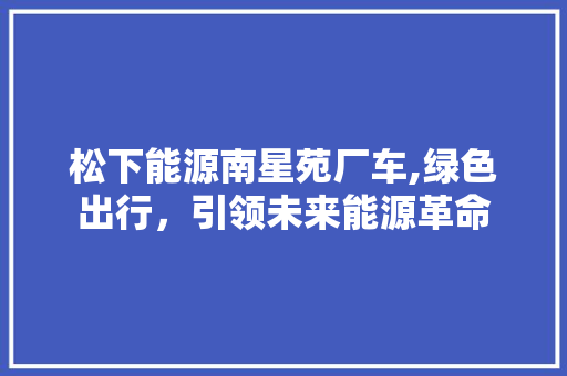 松下能源南星苑厂车,绿色出行，引领未来能源革命