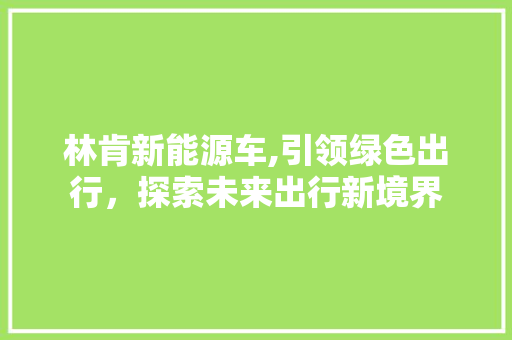 林肯新能源车,引领绿色出行，探索未来出行新境界 车型评测