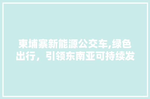 柬埔寨新能源公交车,绿色出行，引领东南亚可持续发展新潮流