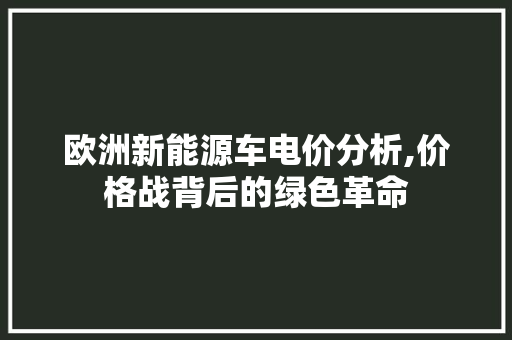 欧洲新能源车电价分析,价格战背后的绿色革命