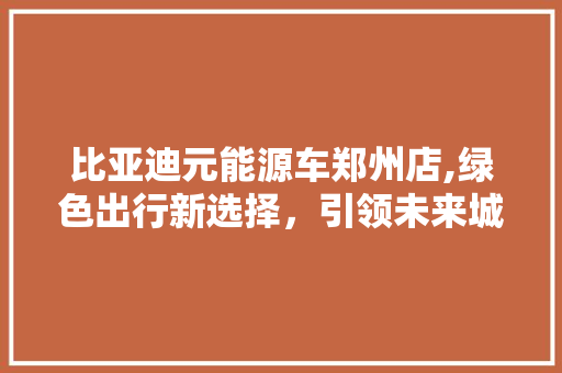 比亚迪元能源车郑州店,绿色出行新选择，引领未来城市生活