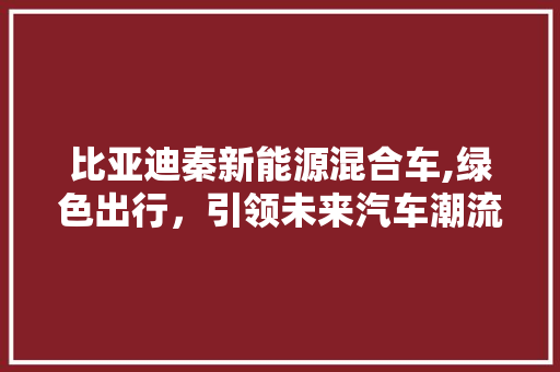 比亚迪秦新能源混合车,绿色出行，引领未来汽车潮流