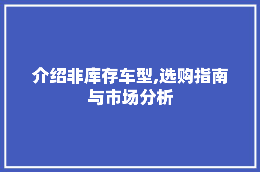 介绍非库存车型,选购指南与市场分析