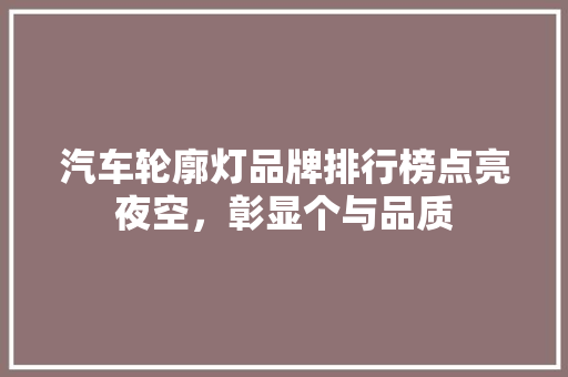 汽车轮廓灯品牌排行榜点亮夜空，彰显个与品质