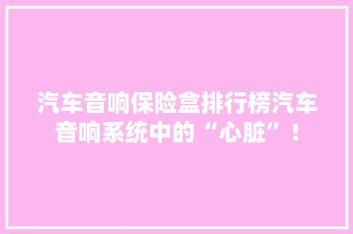 汽车音响保险盒排行榜汽车音响系统中的“心脏”！