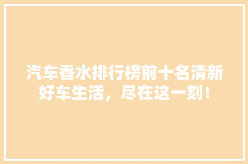 汽车香水排行榜前十名清新好车生活，尽在这一刻！