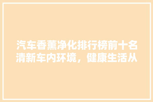 汽车香薰净化排行榜前十名清新车内环境，健康生活从“呼吸”开始