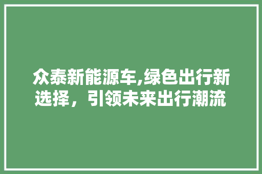 众泰新能源车,绿色出行新选择，引领未来出行潮流 汽车配件