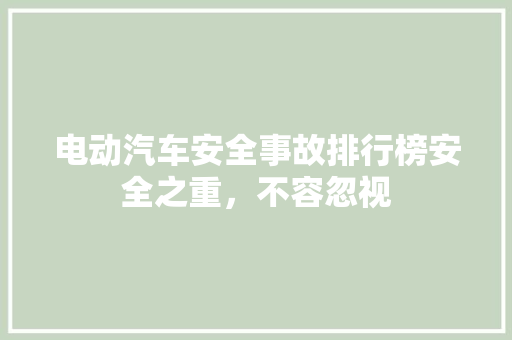 电动汽车安全事故排行榜安全之重，不容忽视