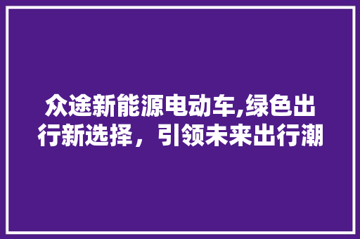 众途新能源电动车,绿色出行新选择，引领未来出行潮流 汽车轮胎