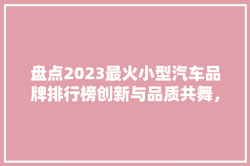 盘点2023最火小型汽车品牌排行榜创新与品质共舞，引领潮流 汽车展览