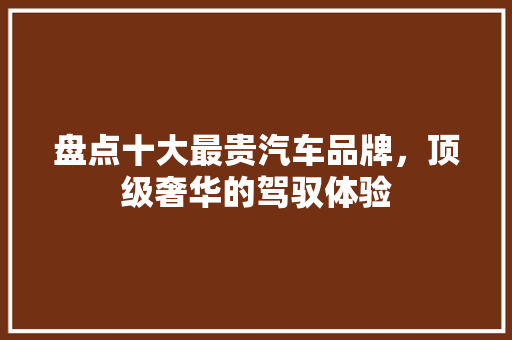 盘点十大最贵汽车品牌，顶级奢华的驾驭体验