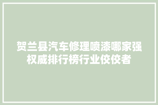 贺兰县汽车修理喷漆哪家强权威排行榜行业佼佼者