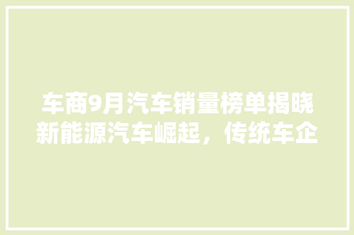 车商9月汽车销量榜单揭晓新能源汽车崛起，传统车企面临挑战