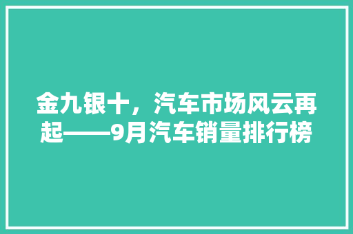 金九银十，汽车市场风云再起——9月汽车销量排行榜 混合动力车