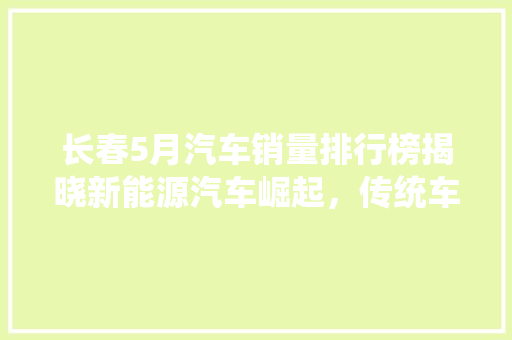 长春5月汽车销量排行榜揭晓新能源汽车崛起，传统车企稳扎稳打