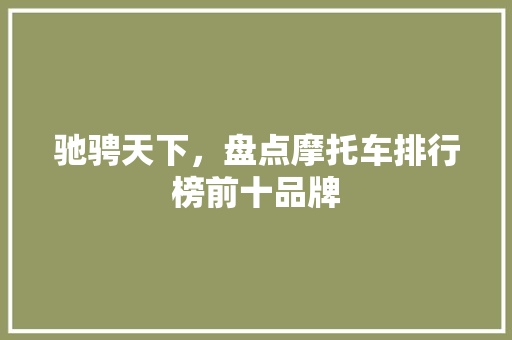 驰骋天下，盘点摩托车排行榜前十品牌