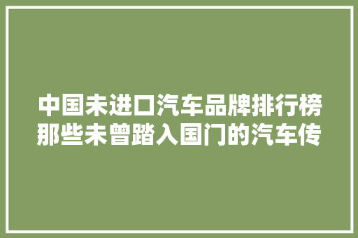 中国未进口汽车品牌排行榜那些未曾踏入国门的汽车传奇