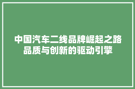 中国汽车二线品牌崛起之路品质与创新的驱动引擎