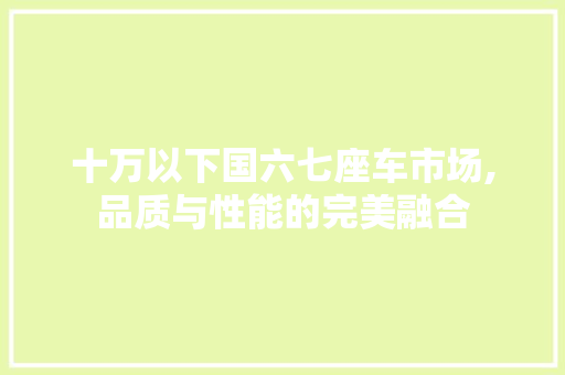 十万以下国六七座车市场,品质与性能的完美融合 车型评测