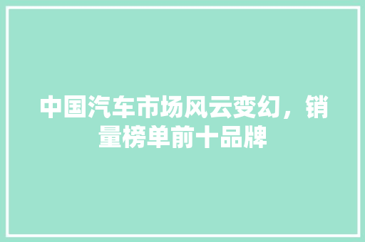 中国汽车市场风云变幻，销量榜单前十品牌