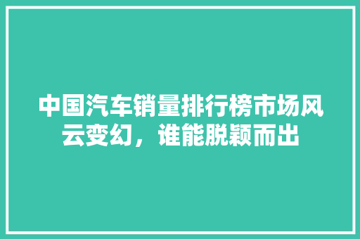 中国汽车销量排行榜市场风云变幻，谁能脱颖而出